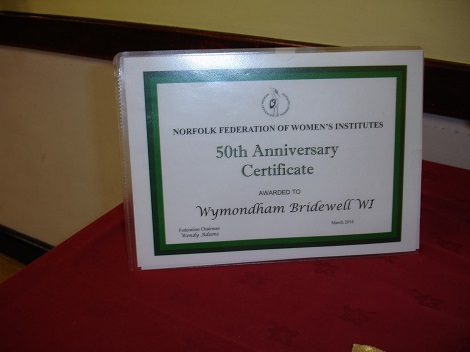 50th Anniversary Certificate