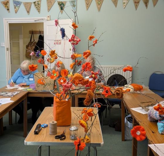Orange flower display